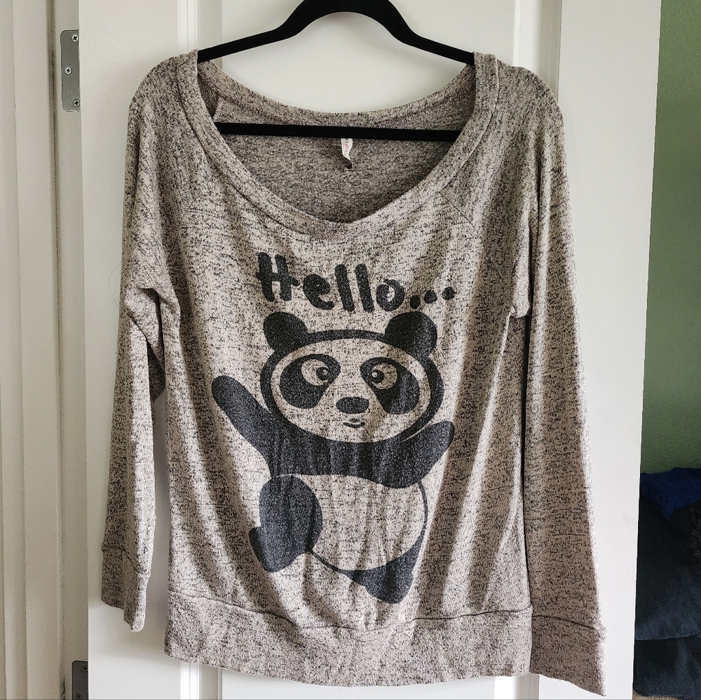 Pink Berry "hello" "goodbye" panda long sleeve
